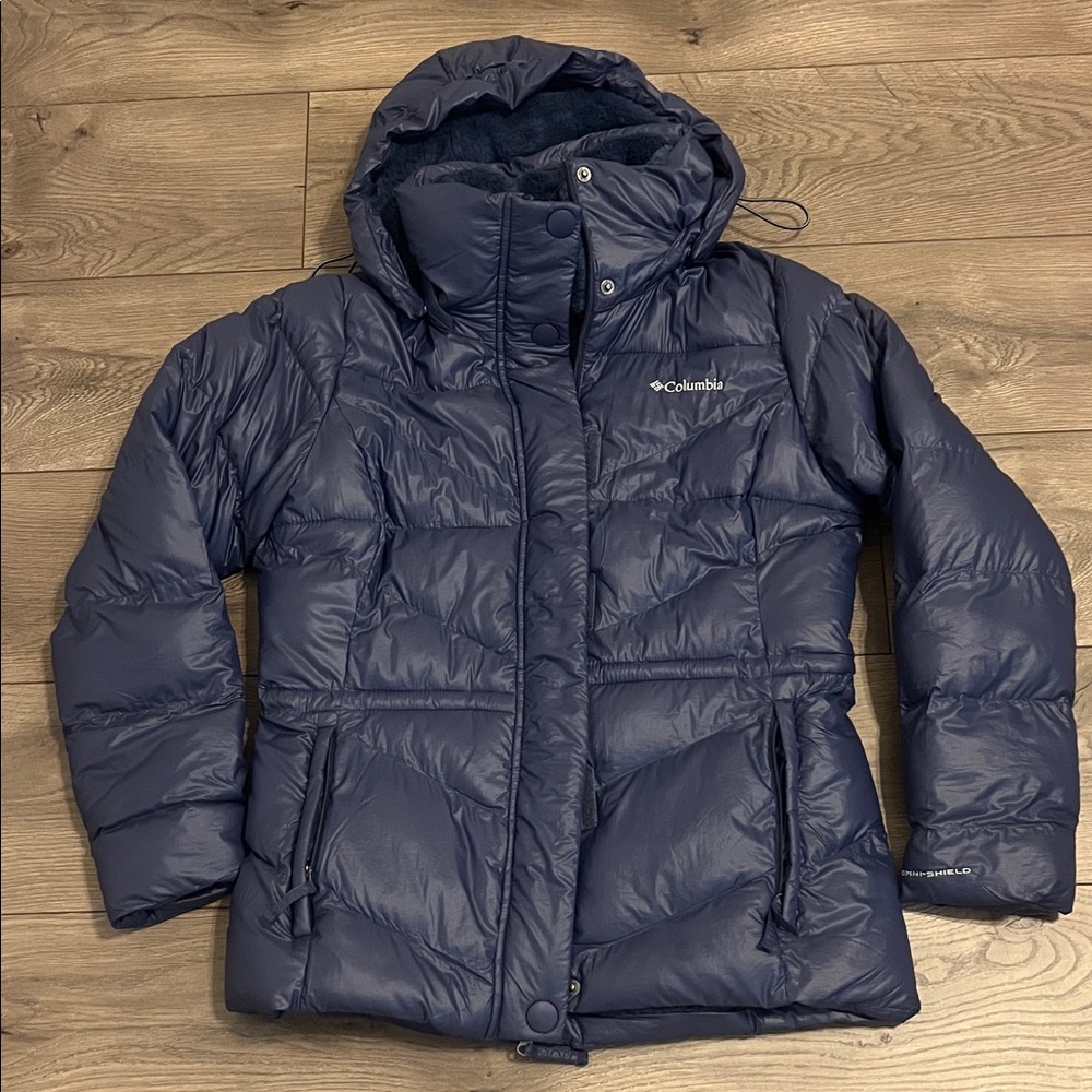 Columbia Blue Puffer Jacket with Hood
